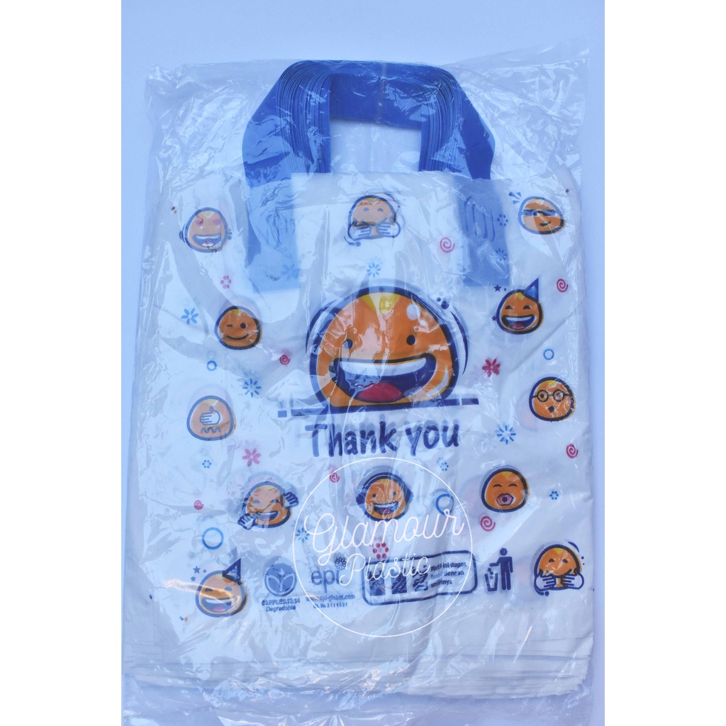 Kantong kresek Soft Handle/Kantong Plastik Olshop Loop Smile Ukuran 35X40 (1 pack isi 50 pcs atau le