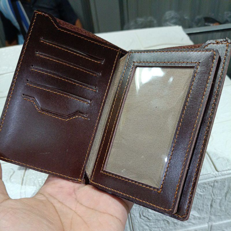 Dompet Lipat Pria Tanggung Kulit || Dompet Kulit Pengrajin Garut Asli