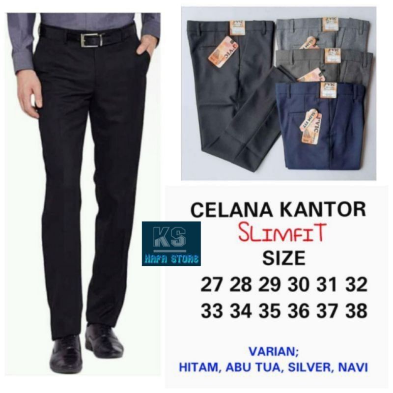 CELANA KANTOR FORMAL PRIA SLIMFIT BAHAN DASAR WOLL | SIZE 27-38