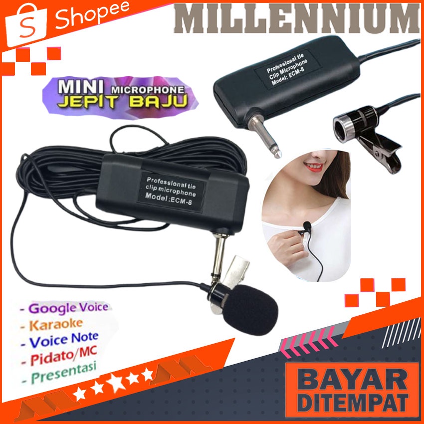 Mic Jepit Mic Kancing Clip On ECM-8 Mikrofon Jepit Baju Mic Kancing