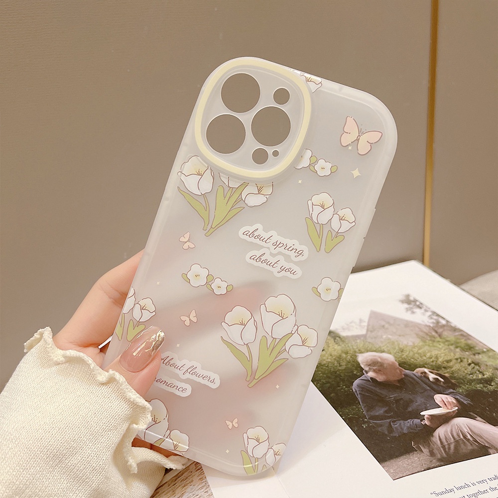 Soft Case TPU Motif Bunga Tulip Untuk iPhone 11 7Plus 8Plus Xr XS Max 13 12 Pro Max 11 13pro Max