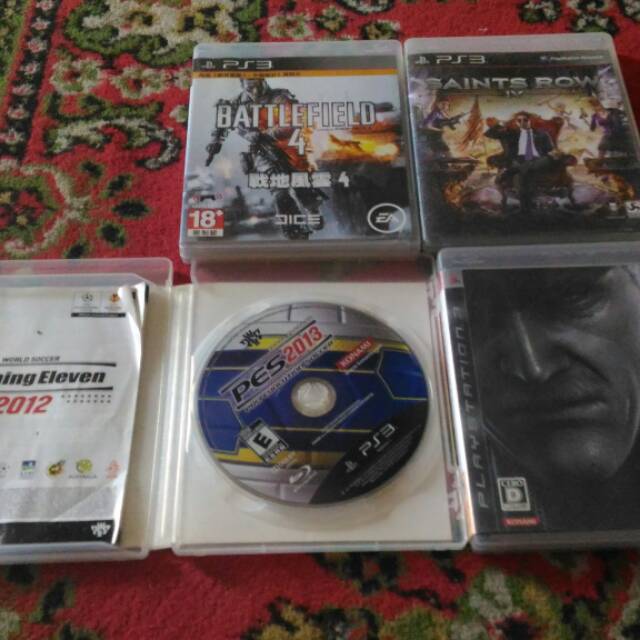 Kaset BD PS3 Borongan 4 Game Battlefield 4,Againts Row4,PES2013,Metal Gear Solid 4 JpN
