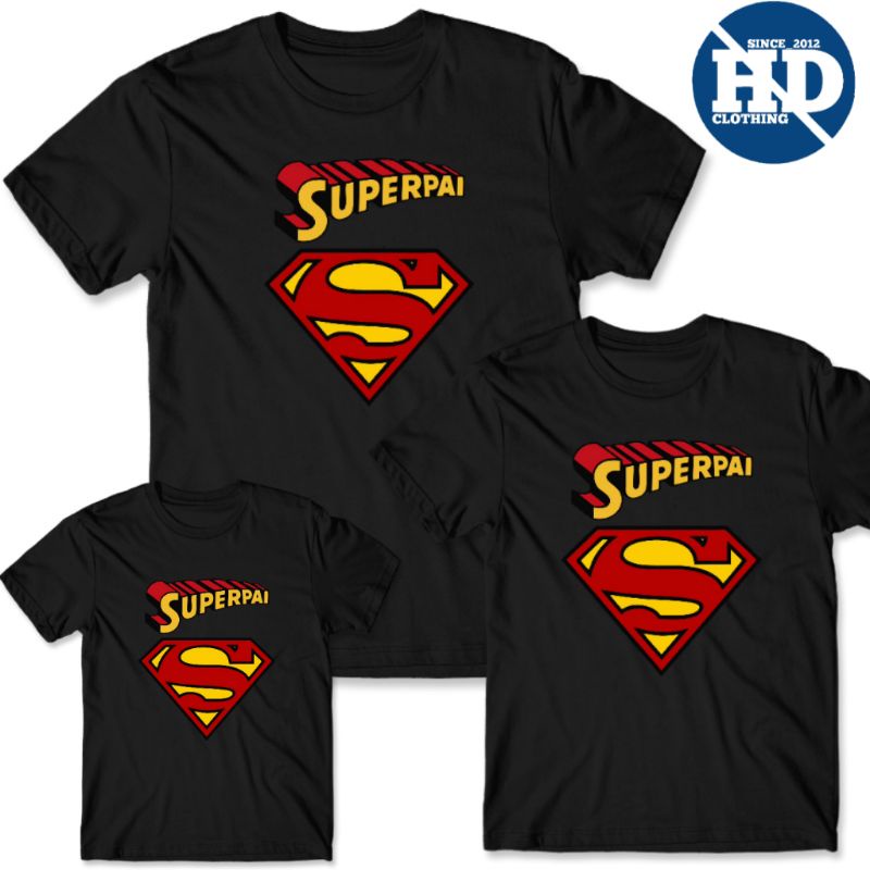 Koas anak superman logo simple cotton combed 30s, baju anak ibu dan ayah