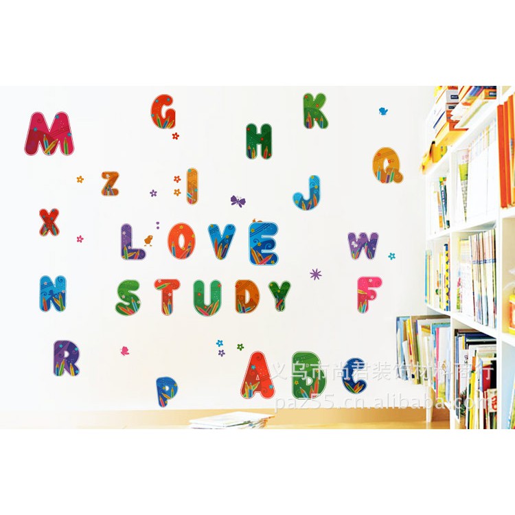 RELIZA WALL STICKER ALPHABET ANAK KIDS HURUF STUDY STIKER DINDING XY8073