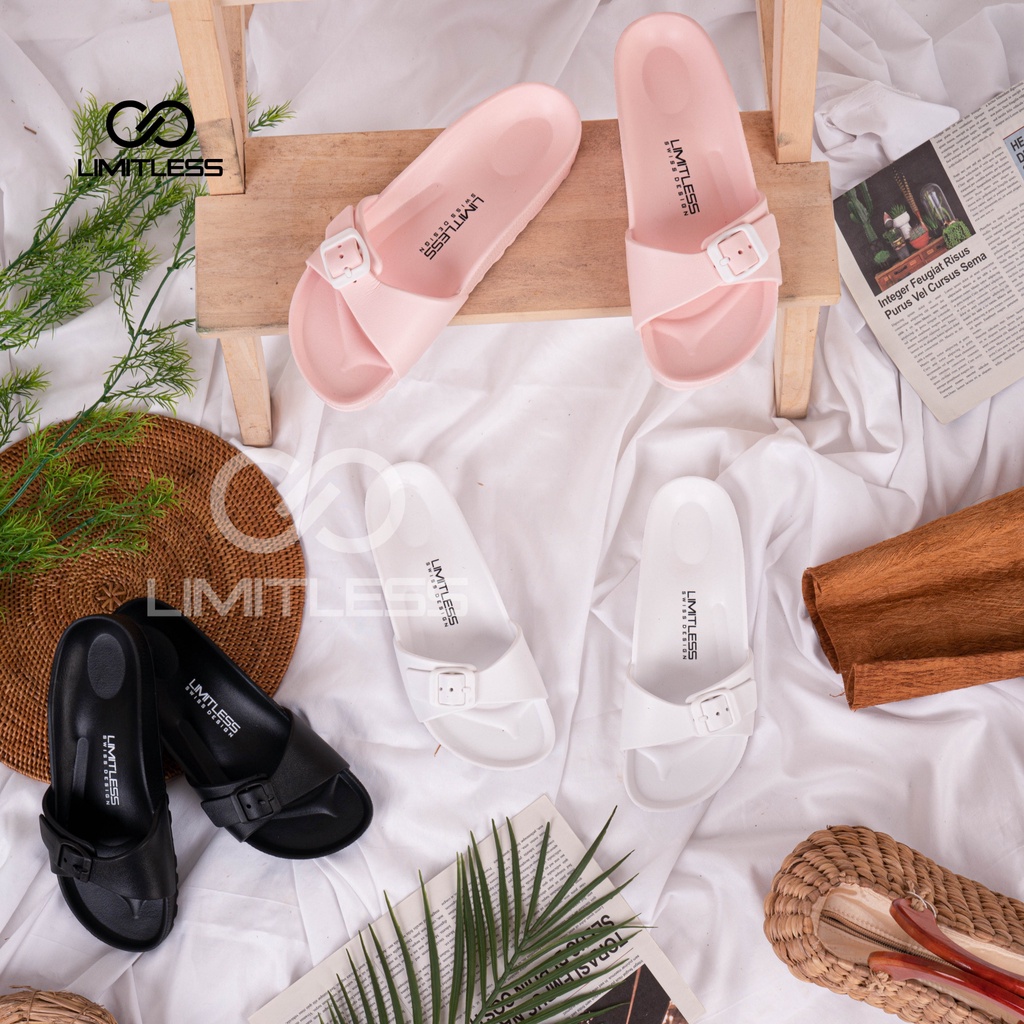 Limitless - Sandal Wanita Slide Terbaru Ringan Sendal Slip On Cewek Rumahan Kekinian Fashionable
