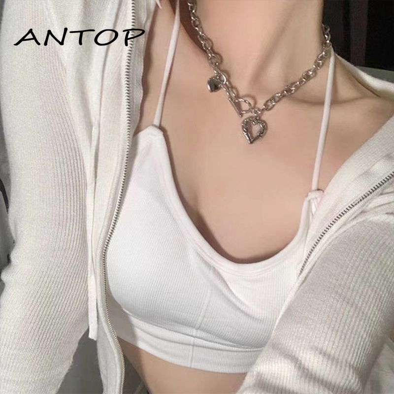 Ins Hollow Out Kalung Cinta Rantai Klavikula Angin Dingin Hip Hop Liontin Aksesoris Fashion ANTOP