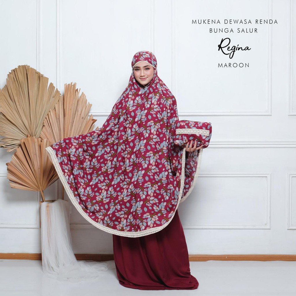 PUSAT MUKENA TASIK - MUKENA DEWASA RENDA RAYON MOTIF BUNGA SALUR REGINA