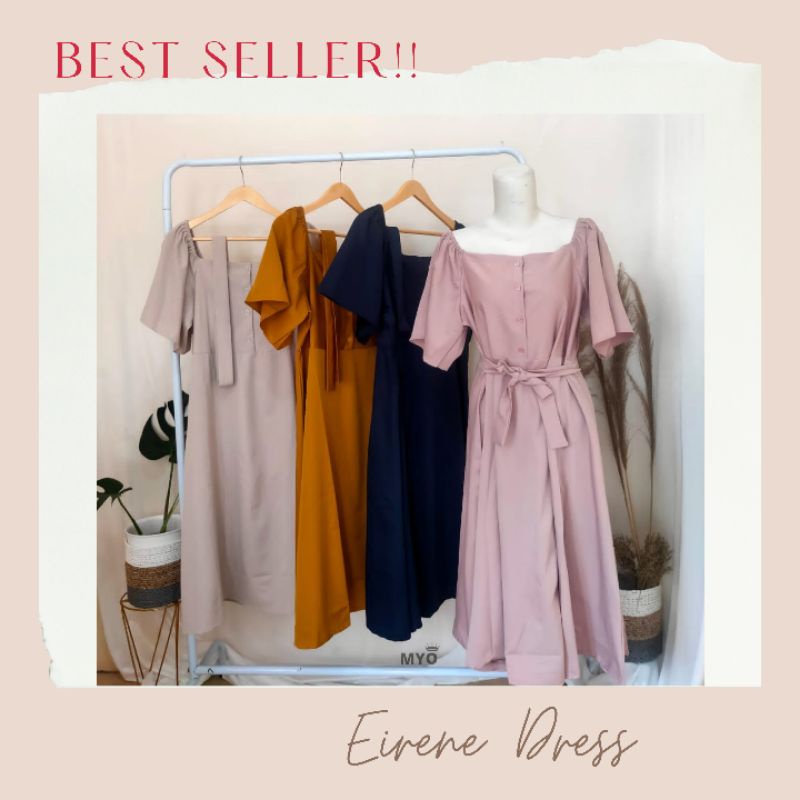 Eirene Dress | Donatello Silk Premium Dress Sabrina Baju Pakaian Terusan Wanita