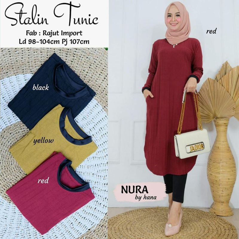 best seller stalin tunic / tunik rajut import / tunik ori nura by hana
