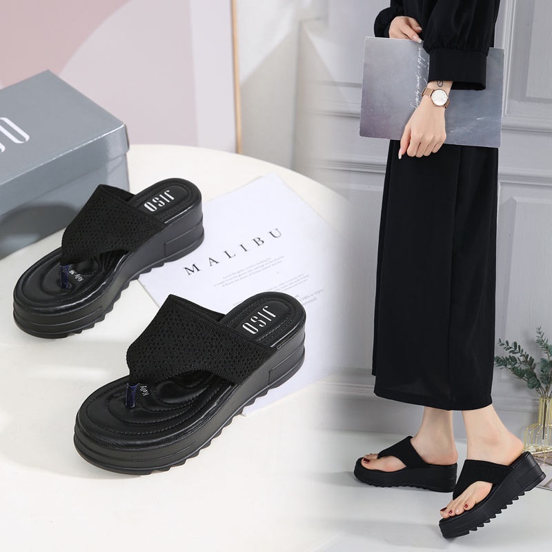 JISO KELLY / Sandal Wedges Wanita Import Premium