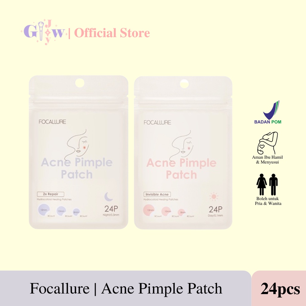 FOCALLURE (day / night) acne patch obat jerawat sticker mengatasi jerawat batu biji beruntusan bruntusan murah bpom pagi malam tipis tidak tebal