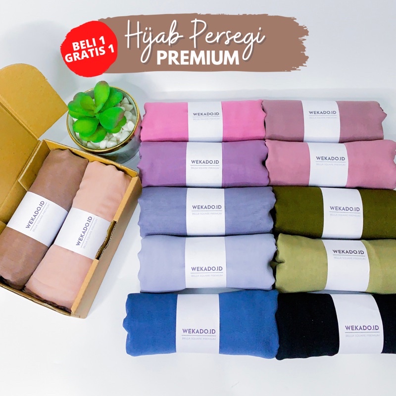 𝐖𝐄𝐊𝐀𝐃𝐎 - BUY 1 GET 1 Hijab Segiempat Premium | Double Hycount | Bella Square