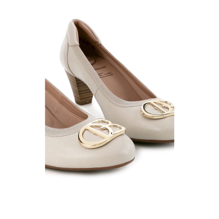 SEPATU HEEL KULIT OBERMAIN HEELS WANITA ORIGINAL BRANDED BEIGE OW19