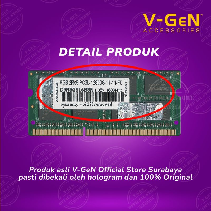 sodim DDR3L 8G 12800/1600 Mhz Low Volt rescue vgen