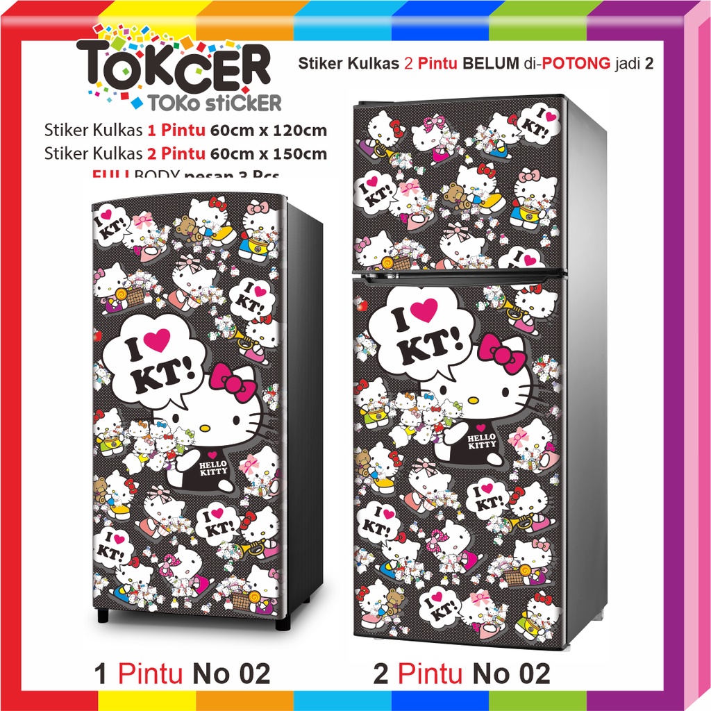 Stiker Kulkas 1 Pintu dan 2 Pintu HELLO KITTY