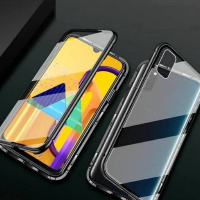 Case magnetic double glass samsung,a71,a51m31,m30s,m21,a20s,a70s,a70,a50s,a50,a30s,a30,a20,