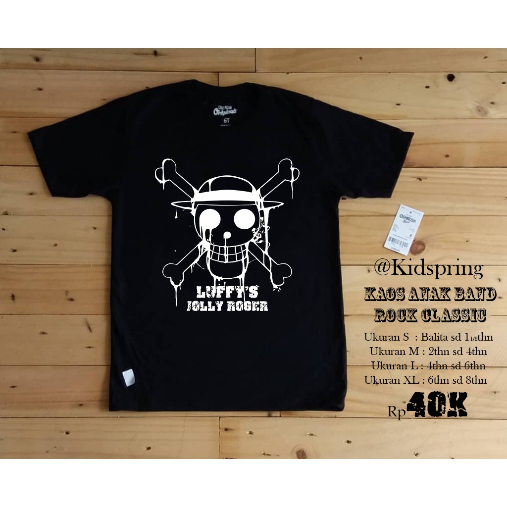Kaos Anak Band Classic Rock One Piece Monkey D Luffy Karakter Carton KS10B045 PREMIUM G4 TERLARIS