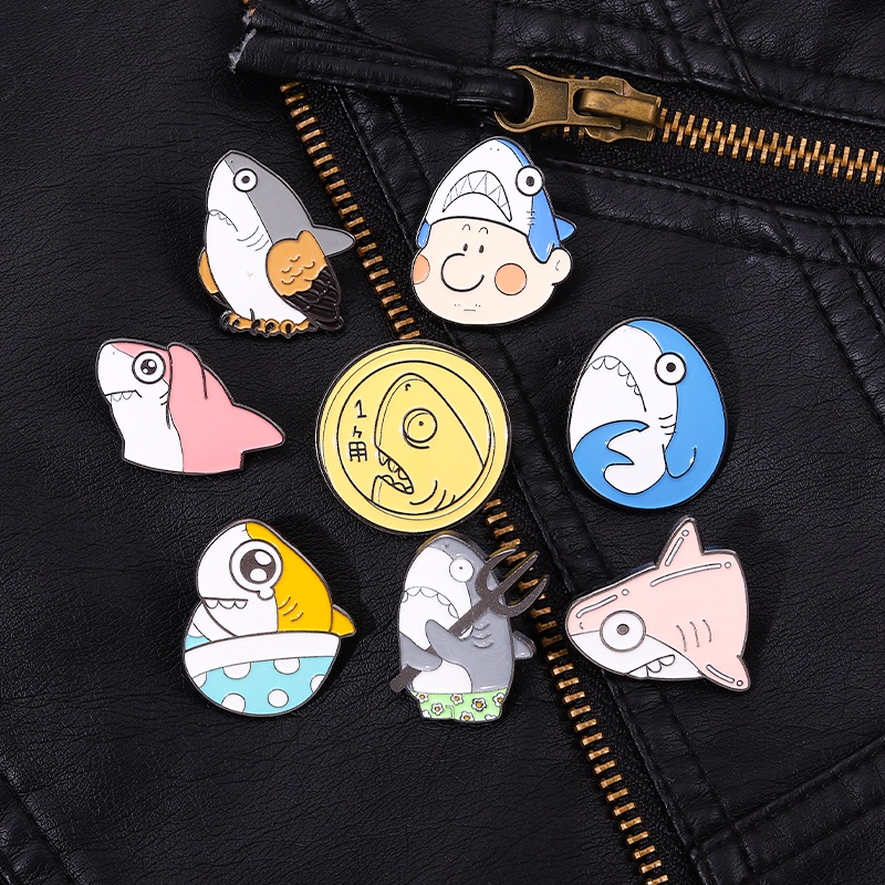 Bros Pin Enamel Desain Kartun Hiu Burung Hantu Untuk Anak