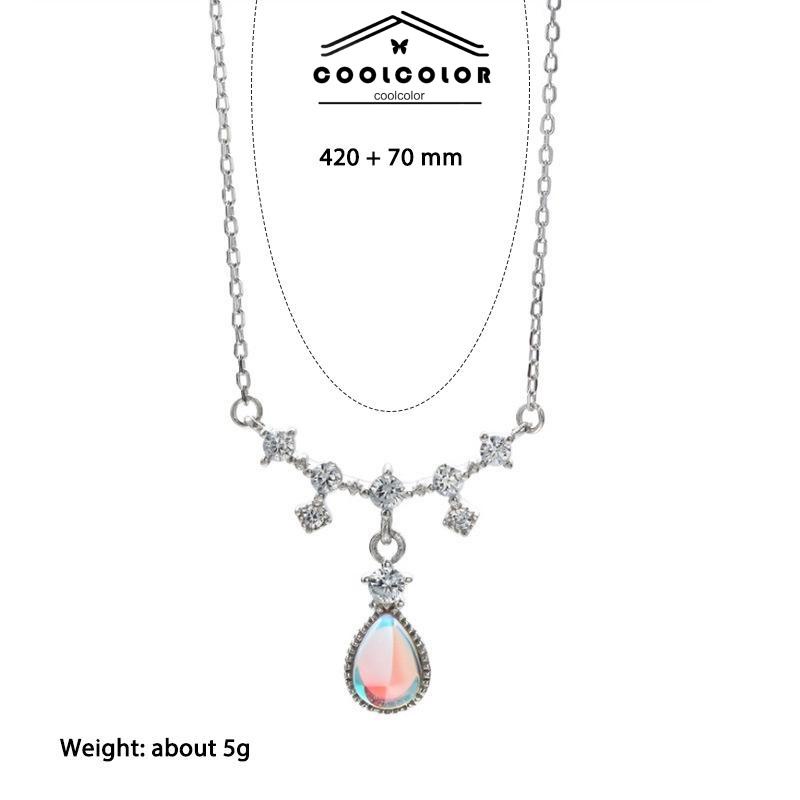 COD❤️Kalung Fashion Wanita All-match Niche Design Light Luxury Moonstone Water Drop Necklace Fashion Aksesoris Murah Jewelry Perhiasan