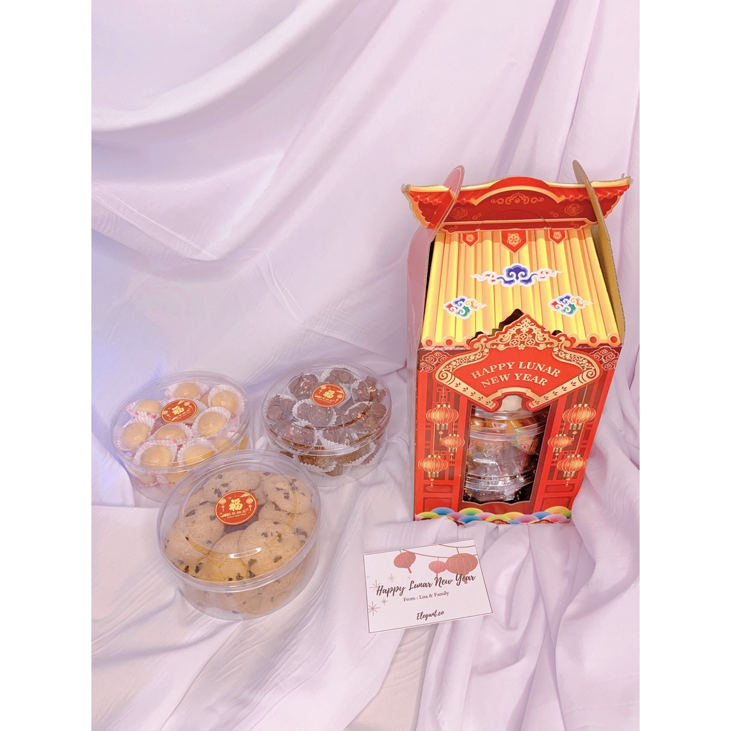 

ELEGANTCO - Hampers imlek Hadiah Kado Nastar Lunar New Year / parcel imlek sincia isi kue keranjang nian gao coklat permen cookies