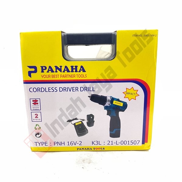 Mesin Bor Baterai Panaha 16 Volt / Bor Beton Tembok Cordless Impact Drill 16V