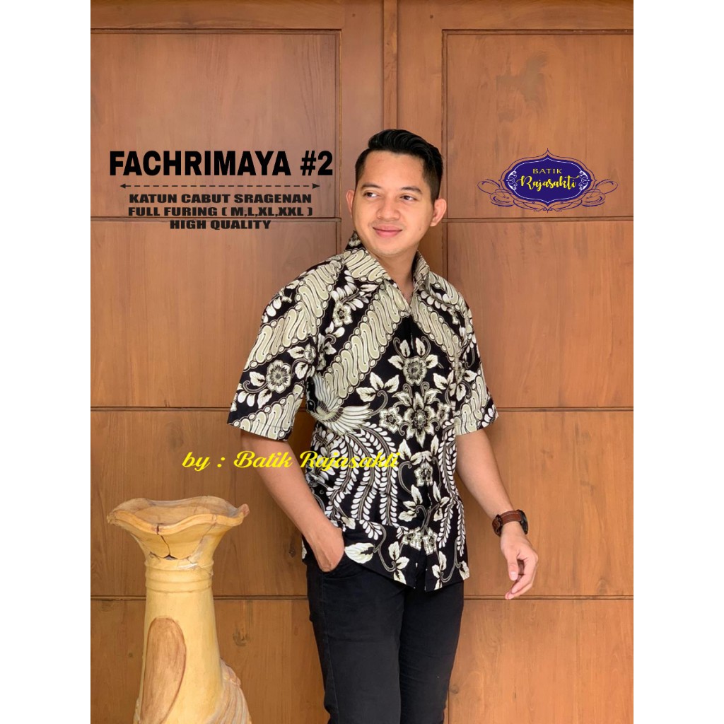 FACHRIMAYA 2 Atasan Baju Kemeja Batik Pria Lengan Pendek PREMIUM LAPIS FURING Rajasakti SOLO