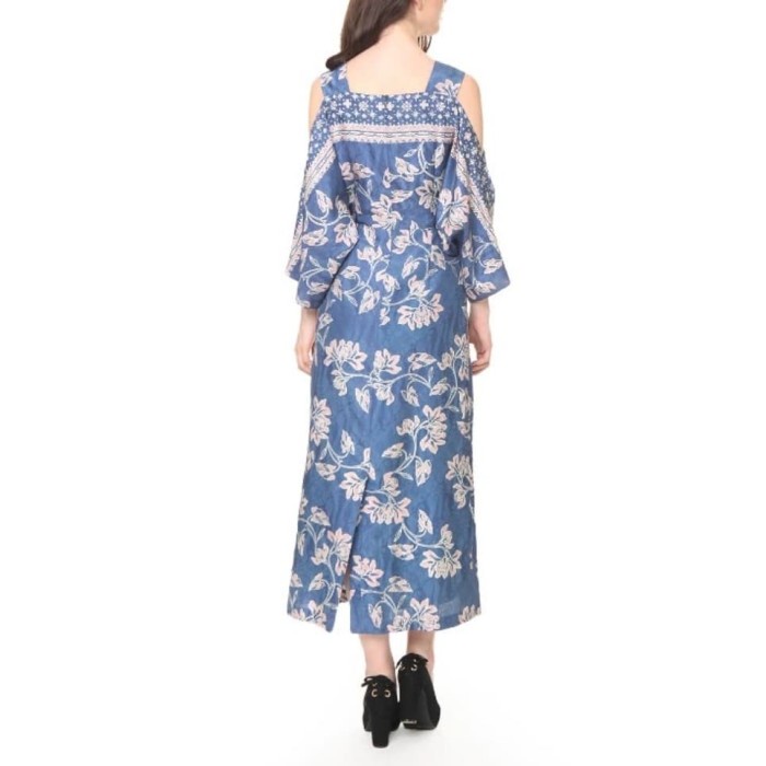 wanita-batik-dress- dress batik sutra biru wanita -dress-batik-wanita.