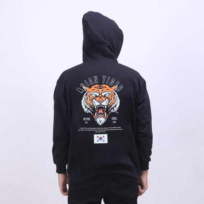 Heyho Hoodie Pullover Asian Tiger Black - M