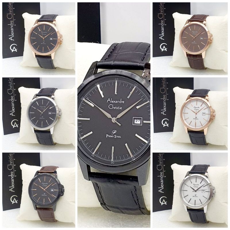 Alexandre Christie Original AC1008 Jam Tangan Pria Tali Kulit