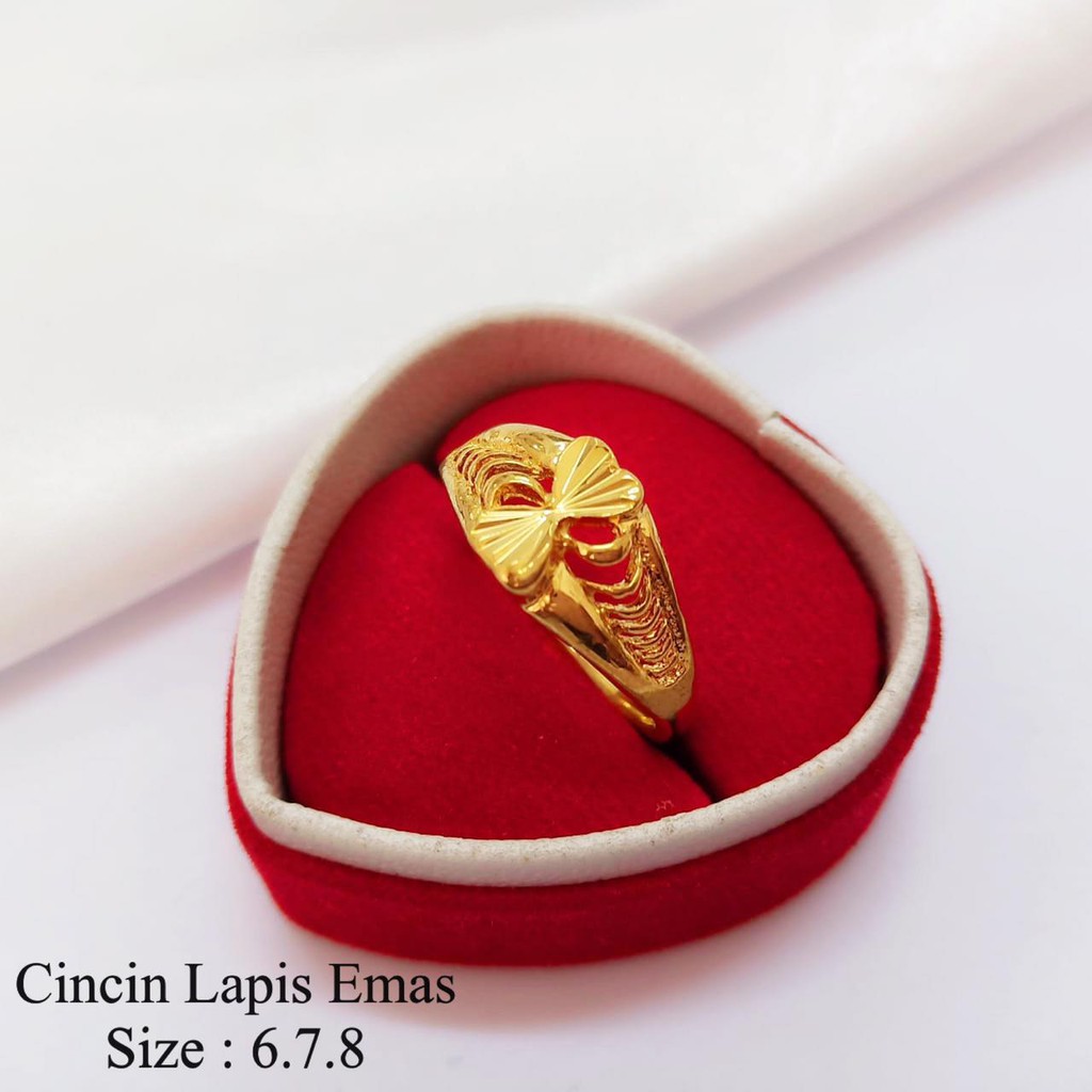 Tiara - Cincin Xuping Lapis Emas 24Karat Polos Love