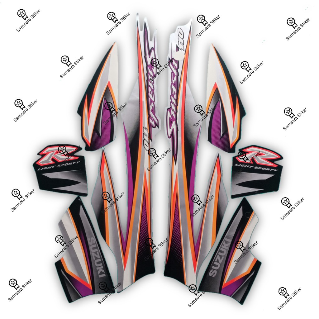 Stiker Striping Motor Suzuki Smash 110 2005 Silver-Hitam
