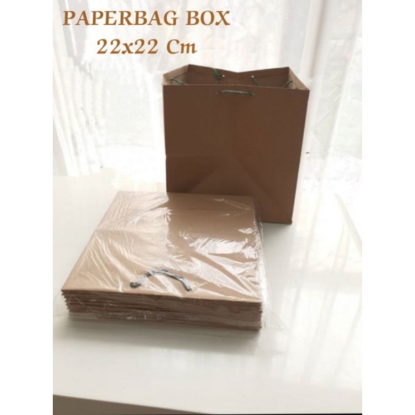 

PAPERBAG BOX KRAFT 22x22 Cm/PAPERBAG KOTAK/PAPERBAG BESEK (ISI 1 LUSIN)