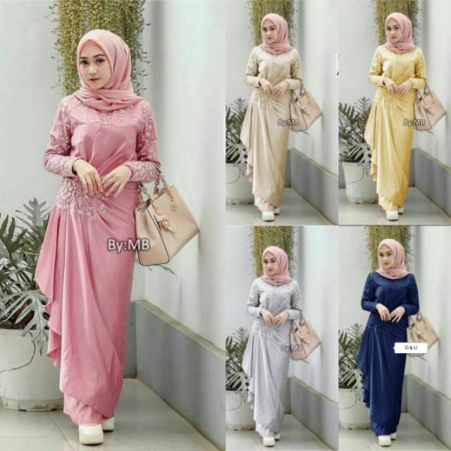 Gamis Alika Maxy Tile Mutiara Batik Maxi Brokat Broklat