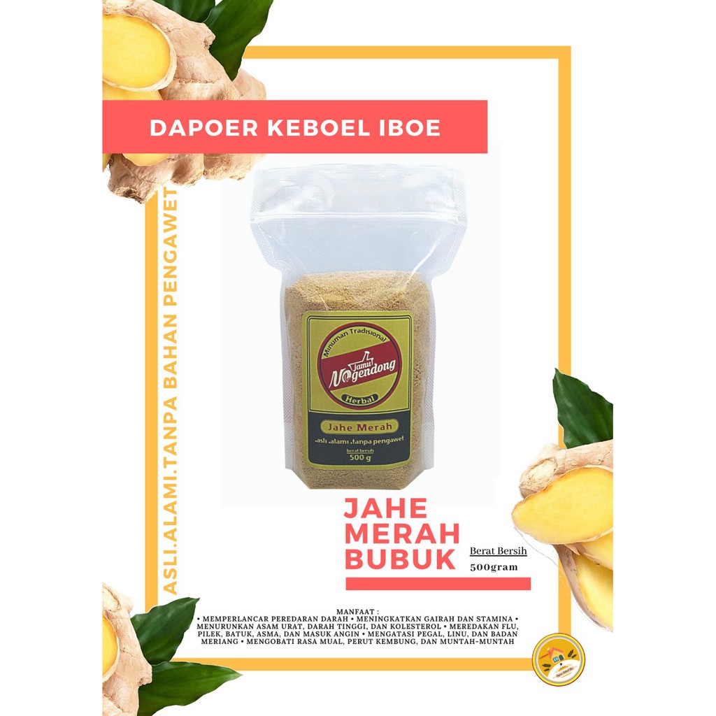 

JAHE MERAH BUBUK NOGENDONG 500GRAM - DAPOER KEBOEL IBOE