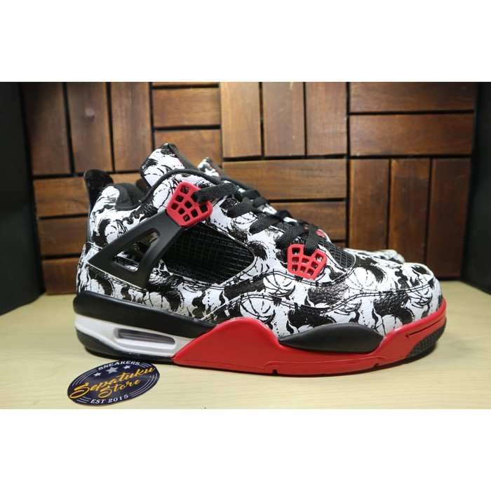 BIG SALE Sepatu Nike Air Jordan 4 Tattoo Black Fire Red - Premium Quality