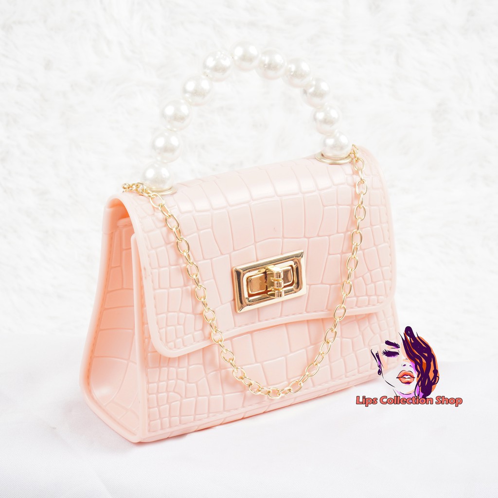 Tas Jelly Mini Croco Pearl | Tas Jelly Mini Motif Buaya Croco | Tas Selempang Jelly