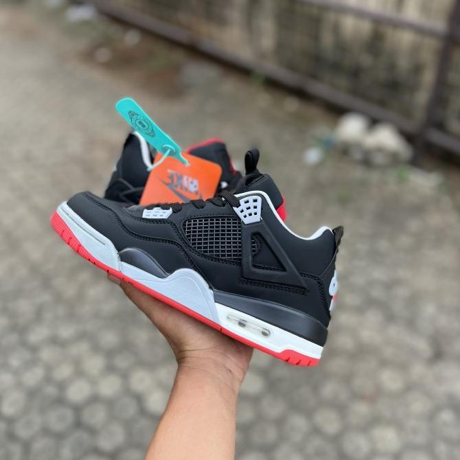SEPATU SNEAKERS PRIA WANITA NIKE AIR JORDAN RETRO 4 BRED PREMIUM