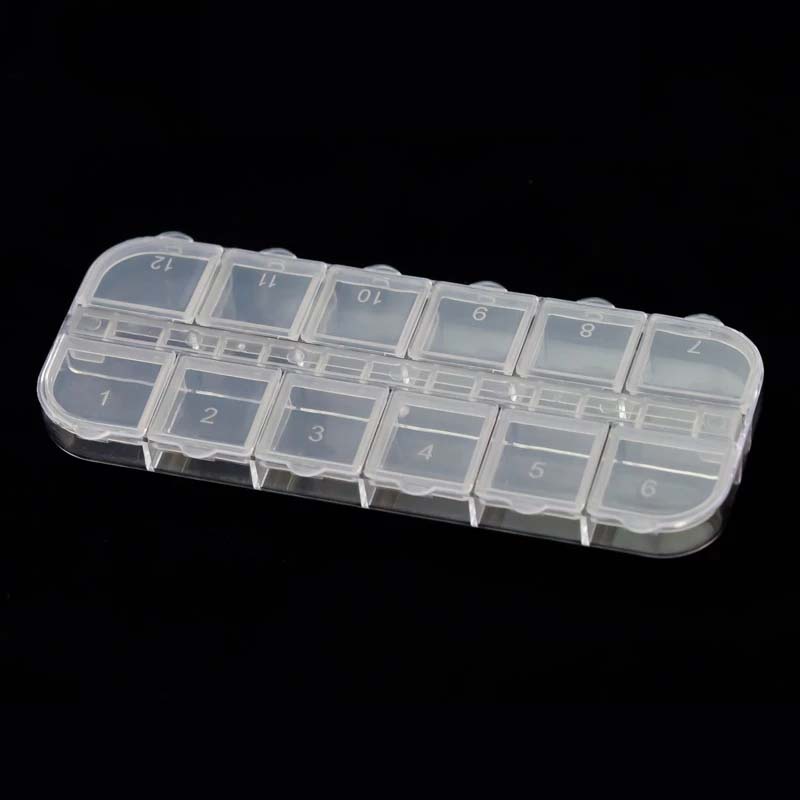Kotak Display Perhiasan / Berlian Imitasi Nail Art Kosong 12 Slot