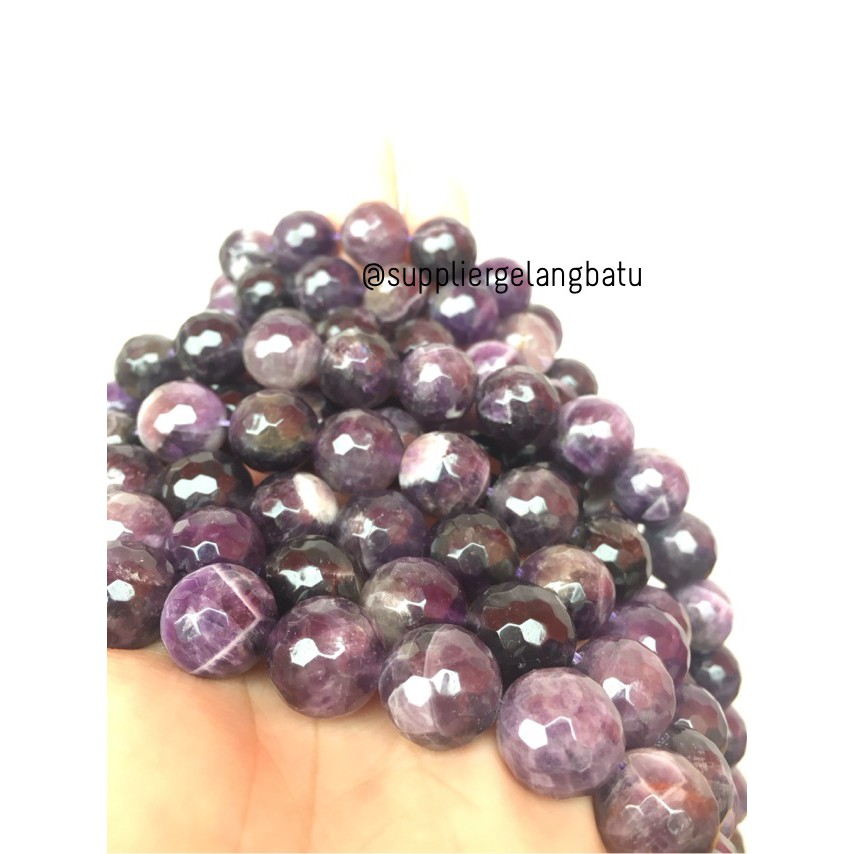 Batu kecubung brazil asli FACET 14mm CUTTING purple amethyst asli ungu