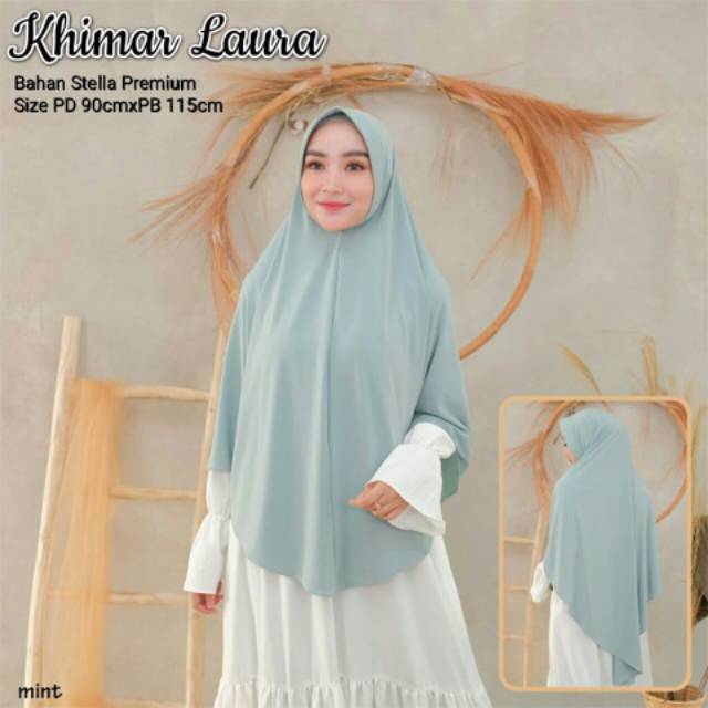 HIJAB / KHIMAR INSTAN SYAR'I JUMBO POLOS - KHIMAR LAURA - BAHAN STELA HALUS NYAMAN DIPAKAI