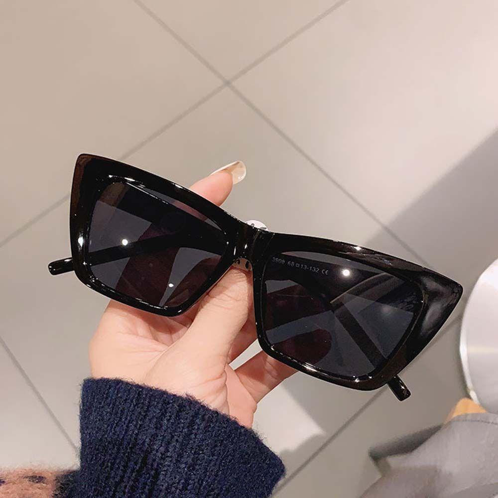 Mxbeauty Kacamata Hitam Mata Kucing Fashion Punk Hip Pop Motif Leopard Segitiga Kotak Hitam Gaya Korea Sunglasses