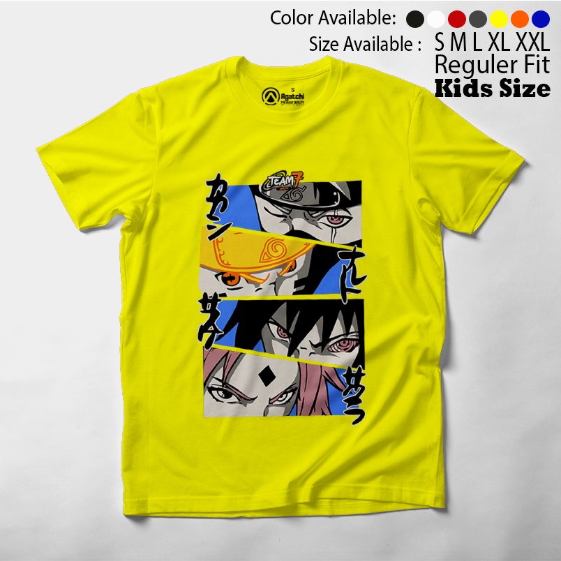 Baju Kaos Atasan Anak Laki-Laki Kids T Shirt Anime Naruto Shipuden Team 7 Kakashi Naruto Sasuke Sakura