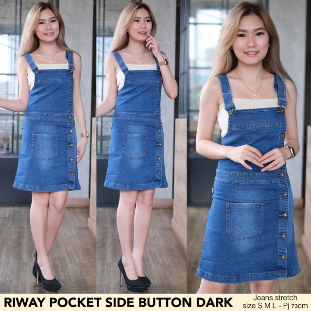 REALPIC  RIWAY SIDE BUTTON OVERALL JEANS WANITA - dress jeans