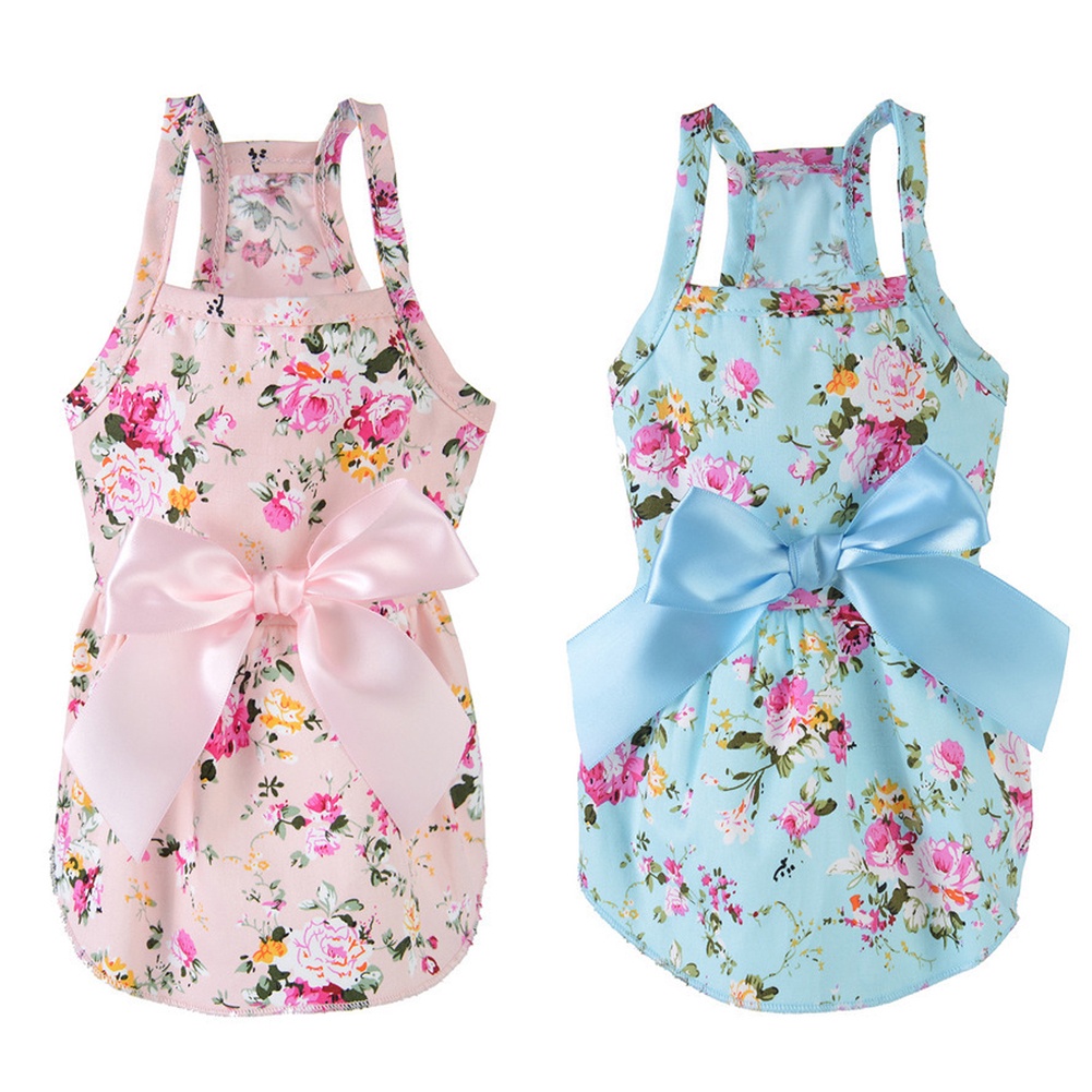 Dress Rok Princess Motif Print Aksen Pita Untuk Anjing / Kucing Peliharaan