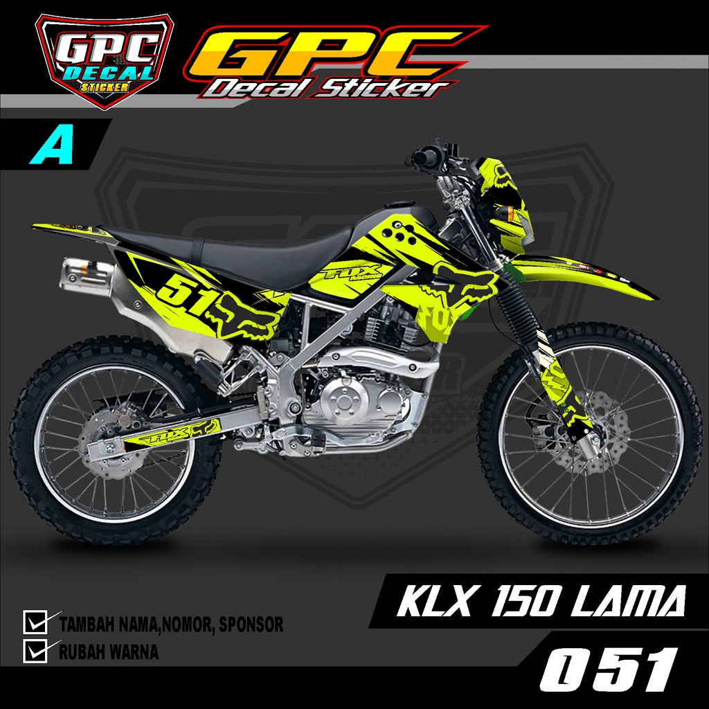Decal Sticker KLX 150 Lama full body 051-Dekal Stiker Striping KLX Motif Bercak Fox