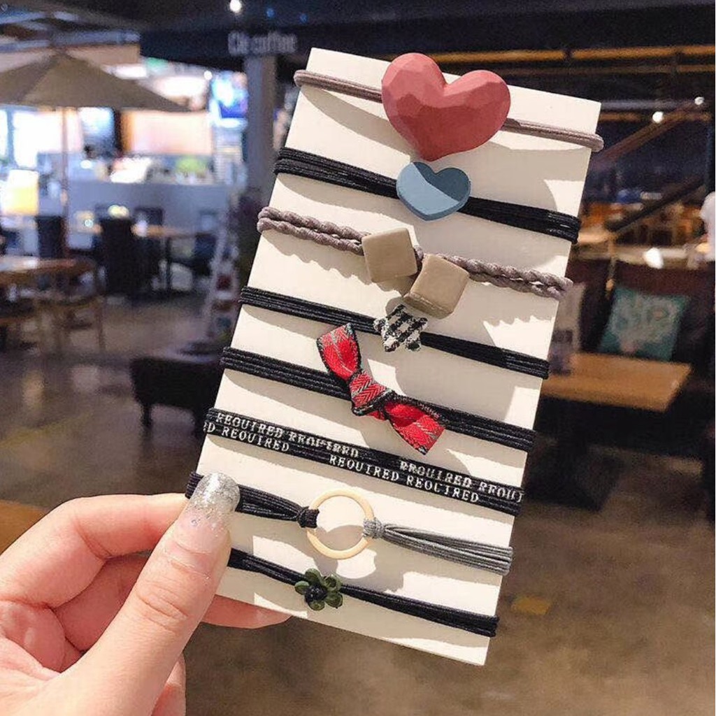 Civeto IK28 Ikat Rambut Mix Pattern Set 8 Pcs-mix black