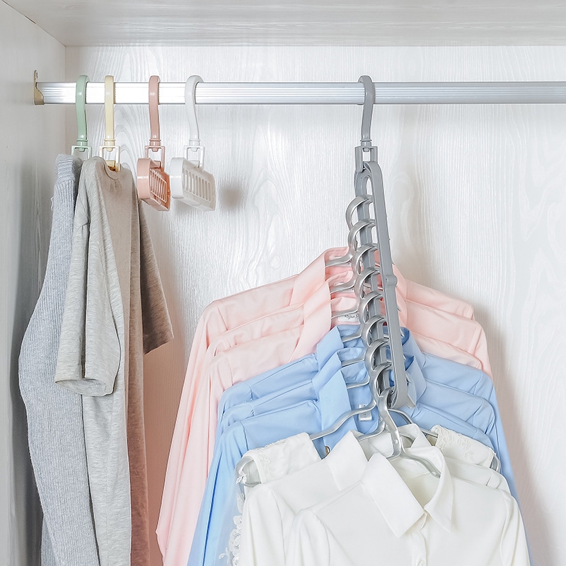 9 Holes Magic Rotatable Clothing Tie Hanger Hook Balcony Coat Hangers Plastic Wardrobe Storage Rack