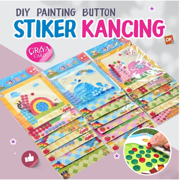 DIY PAINTING BUTTON | diy kancing | sticker kancing | mainan kerajinan anak menempel kancing