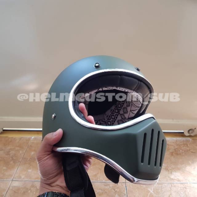 Helm custom / helm cakil hijau army termurah