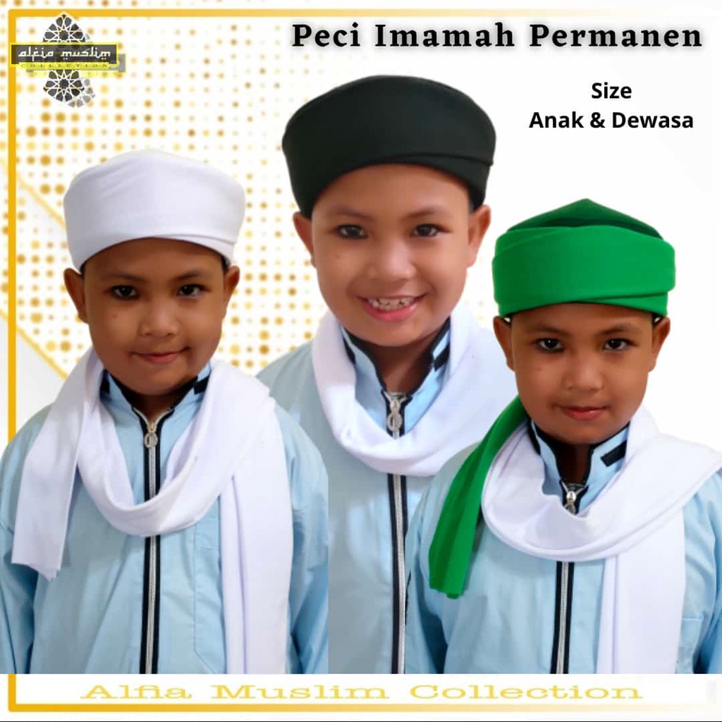 Peci Imamah Permanen 1,5 Meter Anak-anak Sorban Imamah 1,5Meter Sorban Kyai Imamah Kian Santang Sorban Kepala